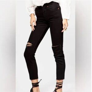 Re/Done Originals 90s High Rise Ankle Crop in Black Destroy size 27
